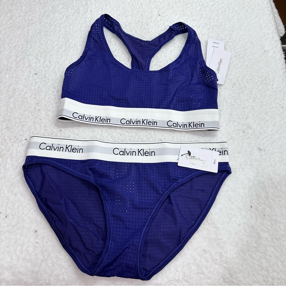 Purple Calvin Klein Bralette And Panty Set